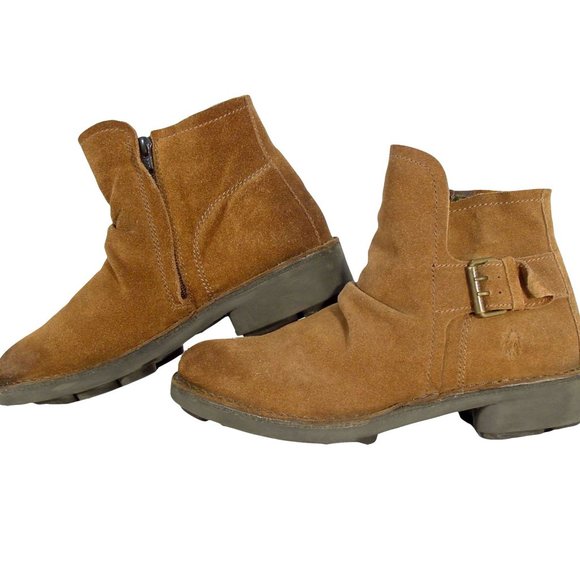 FLY LONDON Neba $240 Suede Buckle Ankle Boots Booties Women's EU 39/ US 9 - Picture 2 of 9